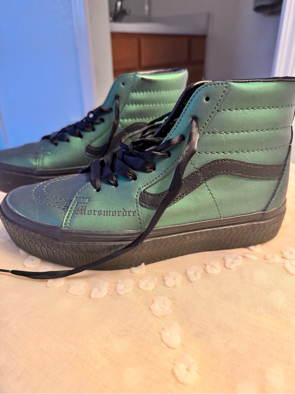 Vans Harry Potter Green High-Top Morsmordre Sneakers with Black Stripe